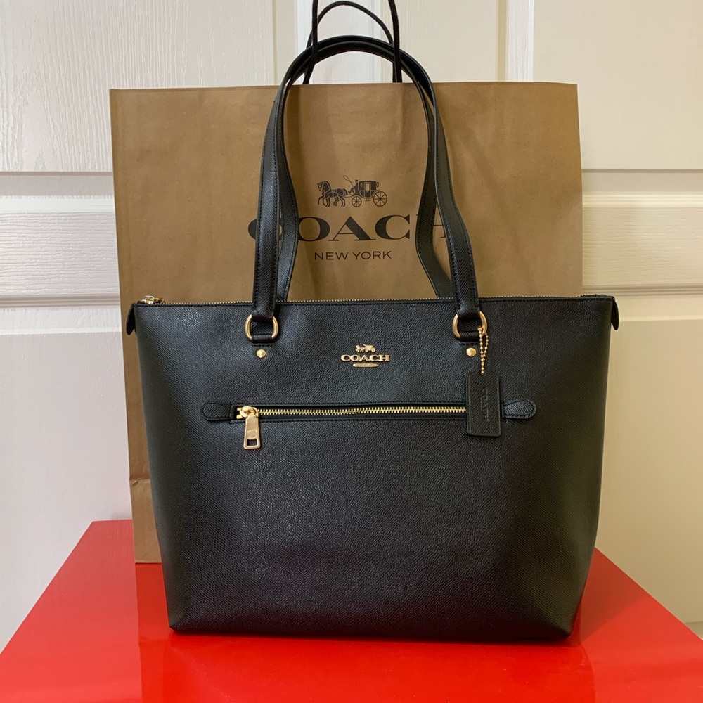 Coach tote bag large black leather